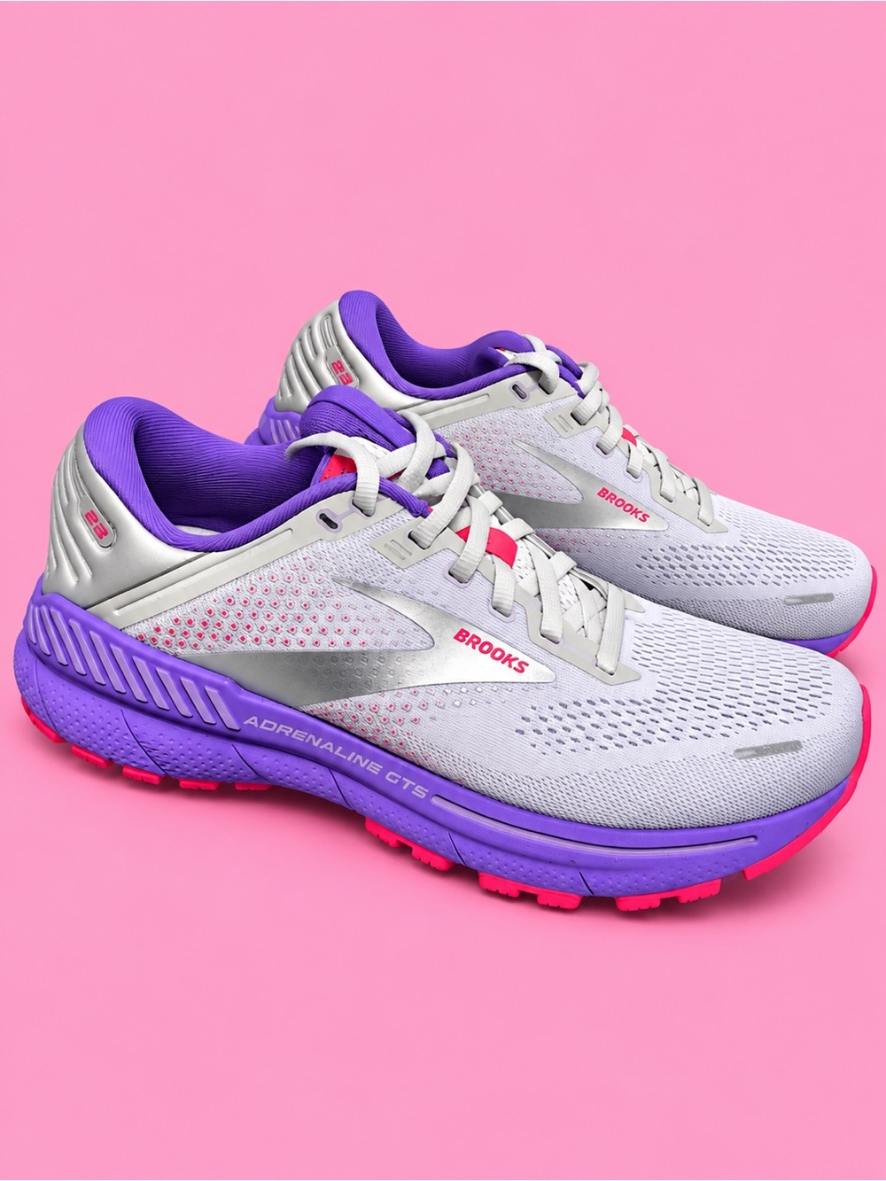 Brooks Adrenaline GTS 22 Women’s Size 9.5 White Purple Pink Running Shoes